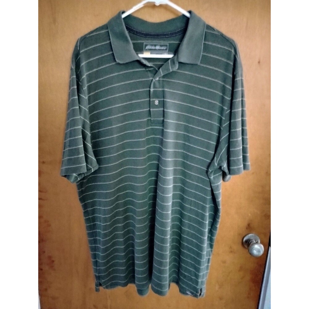 Eddie Bauer Travex Men's Green Stripe Comfort Relaxed Outdoorsy Shirt Size TXL
